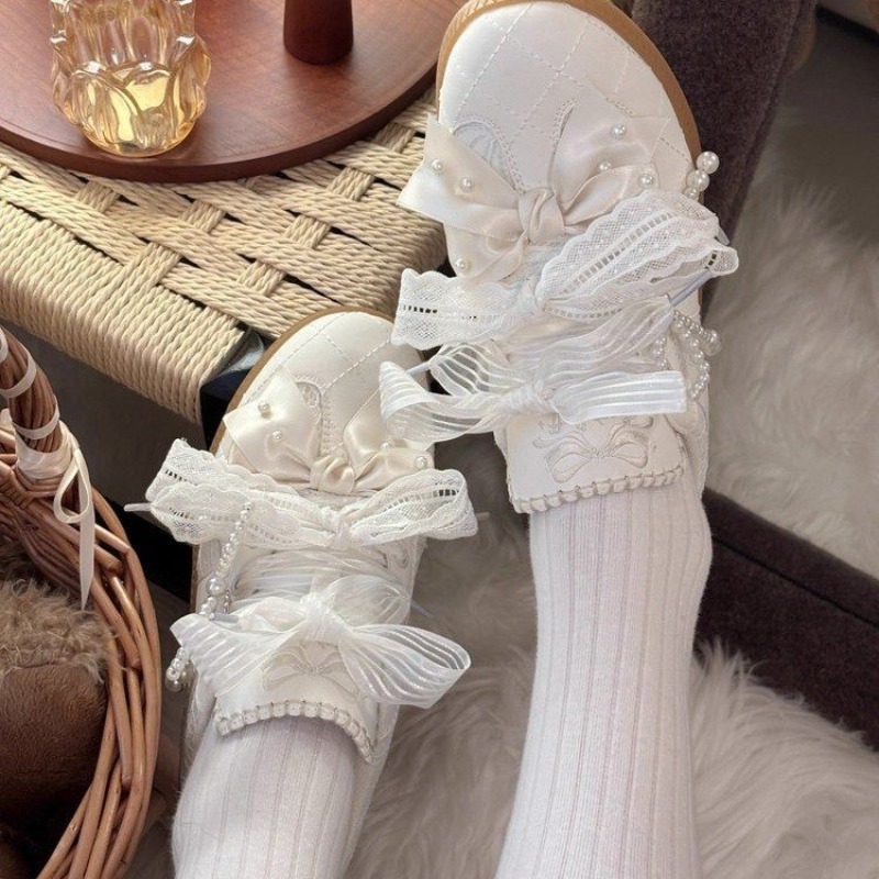 Embroidery Garments - Modne, słodkie, w stylu Lolita, płaskie