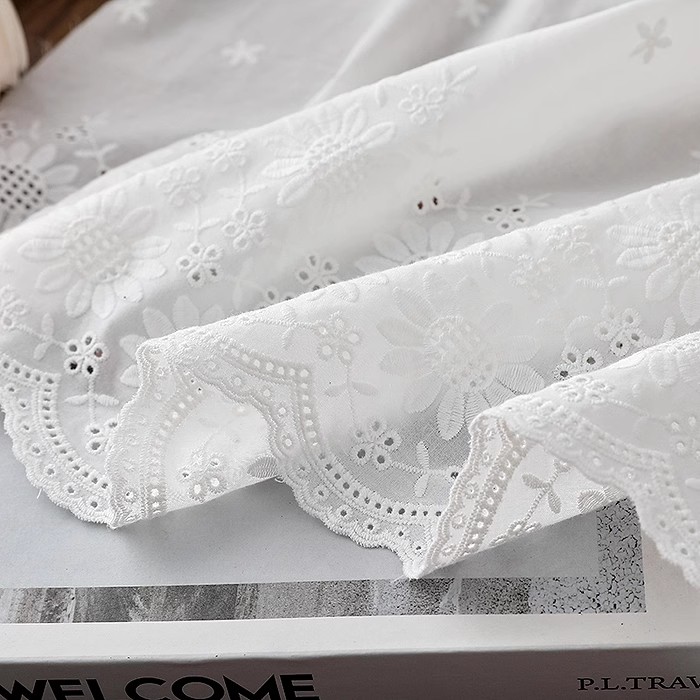 Embroidery Cotton Shirt - 1 jard ażurowej bawełnianej tkaniny z