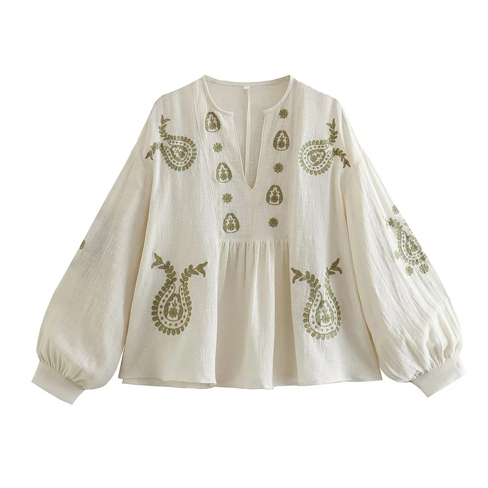 Damska nowa luźna bawełniana k – Embroidery Cotton Shirt recenzja i cena