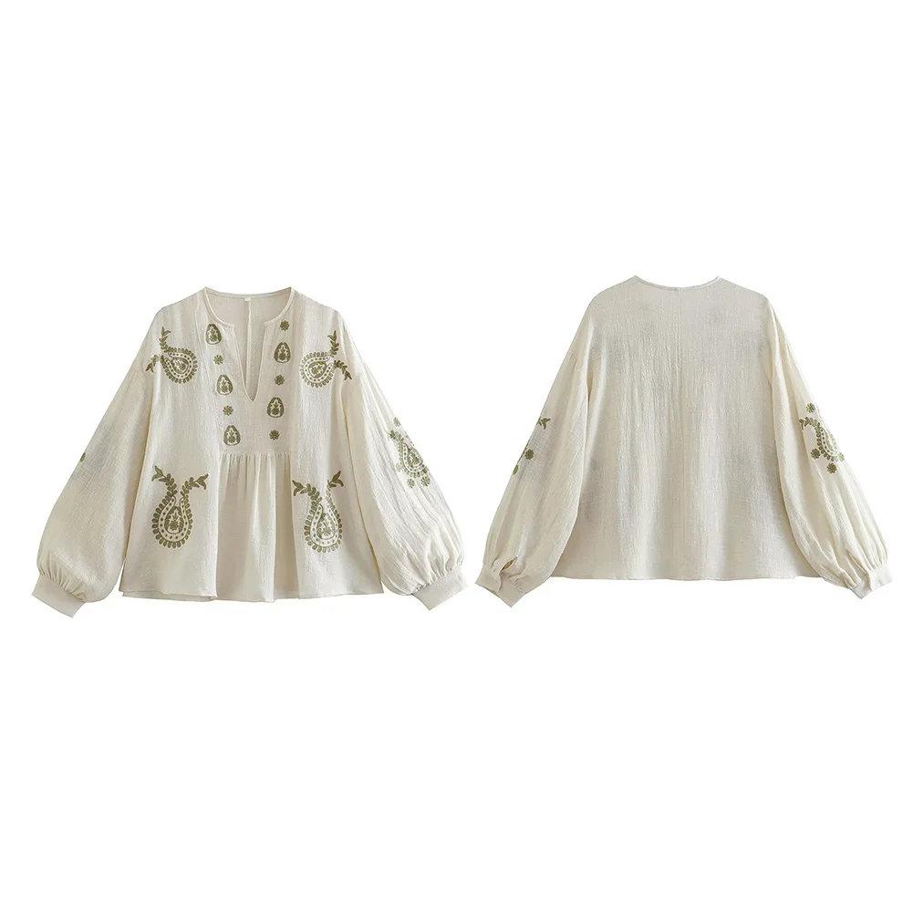 Damska nowa luźna bawełniana k – Embroidery Cotton Shirt recenzja i cena