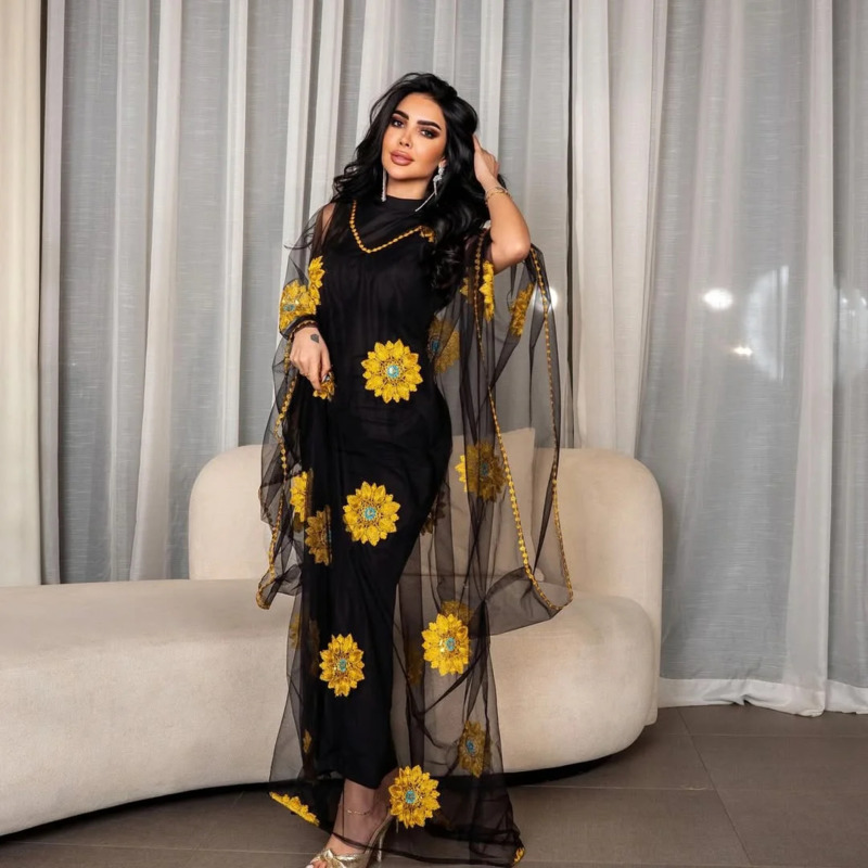 Długa, elegancka sukienka wiec – Embroidery Yellow Dress recenzja i cena